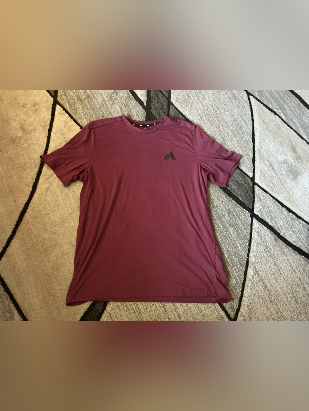 Size XL  - Adidas Logo Maroon Red Primegreen Polyester Short Sleeve Tee Shirt